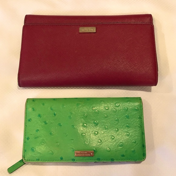 Bundle Kate Spade Wallets Color Burgundy and Green - Picture 1 of 10